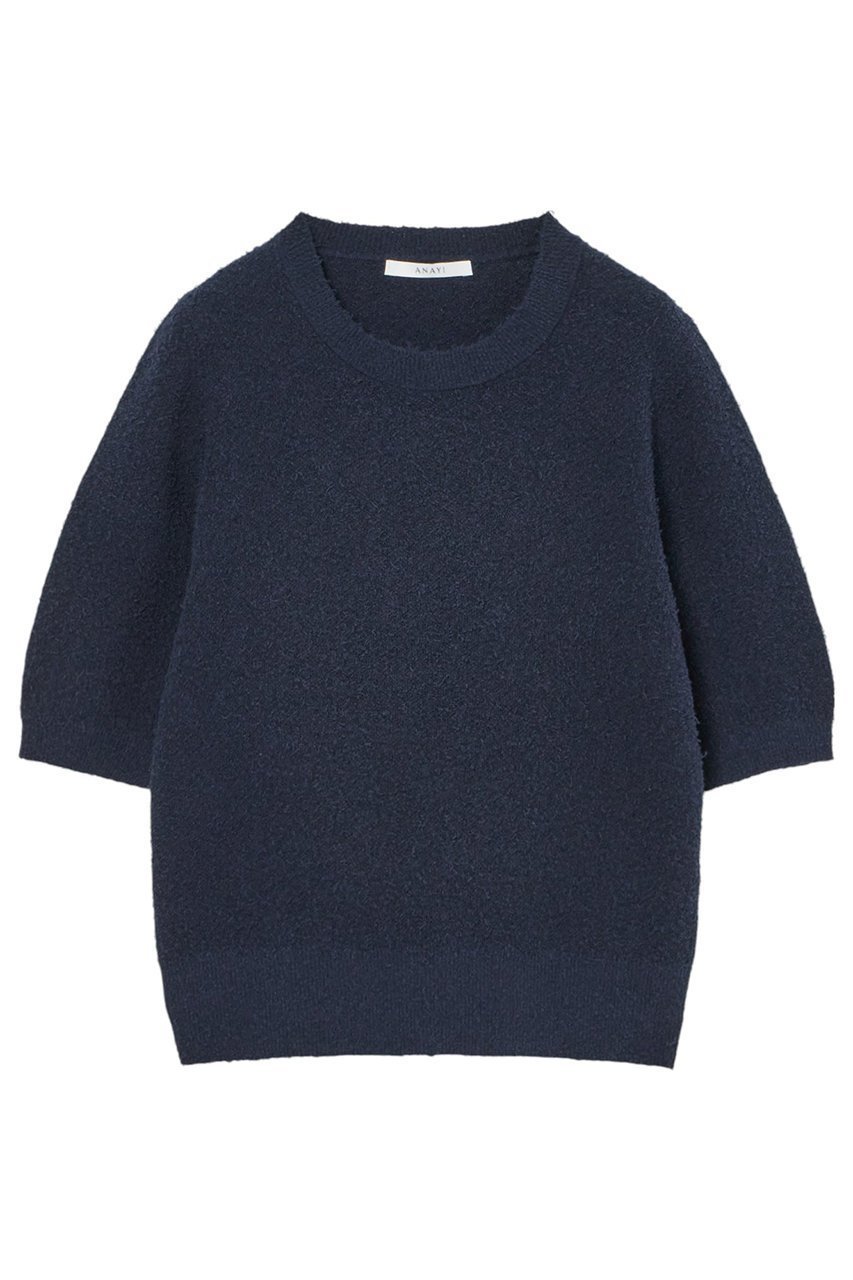 【アナイ/ANAYI】のネップスムース5分袖プルオーバー インテリア・キッズ・メンズ・レディースファッション・服の通販 founy(ファニー) 　ファッション　Fashion　レディースファッション　Fashion for Women　トップス・カットソー　Cut & Sew Tops　ニット　Knit Tops & Sweaters　カジュアルプルオーバー・ニットトップス　Pullovers & Knit Tops / Casual Pullovers　インナー　Innerwear　シンプル　Simple, Minimal　トレンド　Trend, Trending Now　ネイビー|ID: prp329100004337346 ipo3291000000032937645