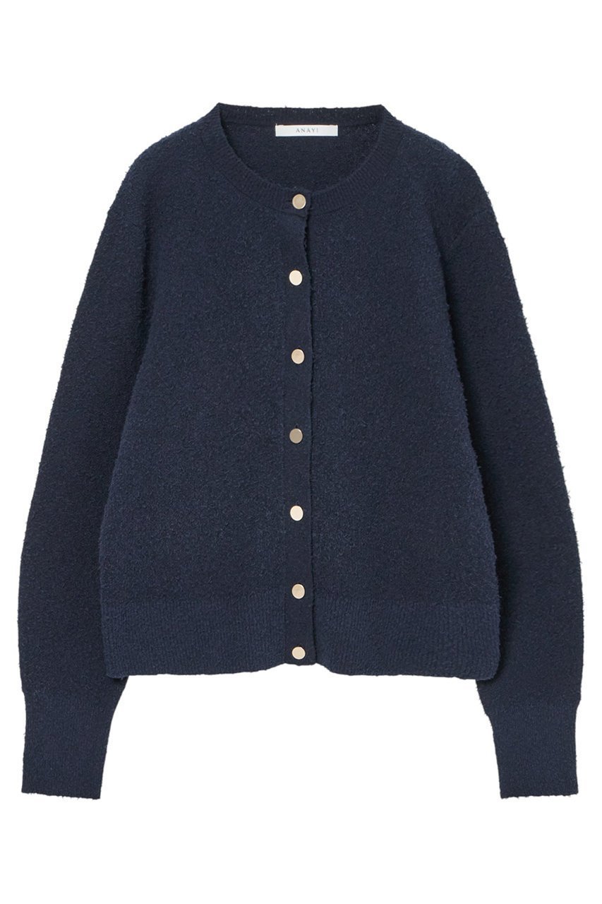 【アナイ/ANAYI】のネップスムースクルーネックカーディガン インテリア・キッズ・メンズ・レディースファッション・服の通販 founy(ファニー) 　ファッション　Fashion　レディースファッション　Fashion for Women　トップス・カットソー　Cut & Sew Tops　ニット　Knit Tops & Sweaters　カーディガン・羽織り　Layered Style Cardigans　おすすめ　Recommended / Our Picks　カーディガン　Cardigan, Knitwear　ショート　Short, Short Length　ジャケット　Jacket, Outerwear　トレンド　Trend, Trending Now　ノースリーブ　Sleeveless, No-Sleeve　再入荷　Restock / Back in Stock　ネイビー|ID: prp329100004337347 ipo3291000000032937692