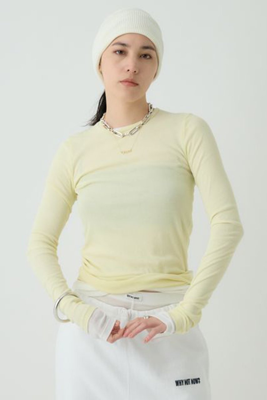 【カオス/Chaos】の【WHY NOT NOW】ウィットロングTシャツ 人気、トレンドファッション・服の通販 founy(ファニー) 　ファッション　Fashion　レディースファッション　Fashion for Women　トップス・カットソー　Cut & Sew Tops　シャツ・ブラウス・オフィスカジュアル　Elegant Blouses & Button-Ups　ロングTシャツ・Tシャツ　Longline T-Shirts & Tees　カットソー・ベーシックTシャツ　Cut-and-Sewn Tops / Stretch Tees & Basics　イエロー　Yellow　コンパクト　Compact, Small Size　シアー　Sheer, See-Through　スリーブ　Sleeve, Long Sleeve / Short Sleeve　テレコ　Ribbed, Rib Stitch　トレンド　Trend, Trending Now　バランス　Balance, Style Balance　ロング　Long, Long-Length　春　Spring　other-6|ID: prp329100004337363 ipo3291000000032876358