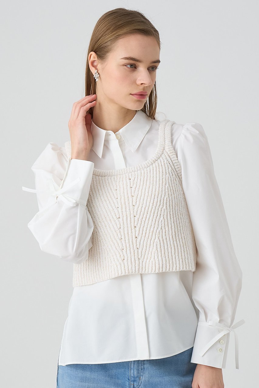 【アナイ/ANAYI】のMIXラメブークレショートトップ 人気、トレンドファッション・服の通販 founy(ファニー) ファッション Fashion レディースファッション Fashion for Women トップス・カットソー Cut & Sew Tops ニット Knit Tops & Sweaters カジュアルプルオーバー・ニットトップス Pullovers & Knit Tops / Casual Pullovers おすすめ Recommended / Our Picks アイレット Eyelet Lace イタリア Italy コンパクト Compact, Small Size ミドル Middle Length, Mid Height エレガント 上品 Elegant 再入荷 Restock / Back in Stock 別注 Limited Edition, Custom Order 春 Spring 畦 Ribbed Knit other-5|ID: prp329100004337384 ipo3291000000035058493