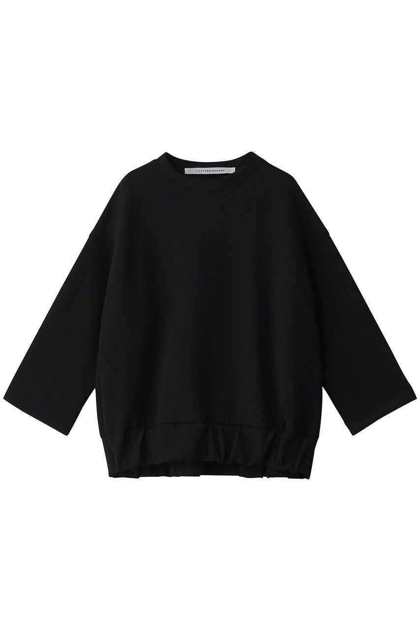 【コグ ザビッグスモーク/COGTHEBIGSMOKE】のHILLARY リンクルジャージートップ インテリア・キッズ・メンズ・レディースファッション・服の通販 founy(ファニー) 　ファッション　Fashion　レディースファッション　Fashion for Women　トップス・カットソー　Cut & Sew Tops　シャツ・ブラウス・オフィスカジュアル　Elegant Blouses & Button-Ups　ロングTシャツ・Tシャツ　Longline T-Shirts & Tees　カットソー・ベーシックTシャツ　Cut-and-Sewn Tops / Stretch Tees & Basics　ショルダー　Shoulder, Shoulder Strap　スウェット / スエット　Sweatshirt, Sweatwear　スクエア　Square, Square Shape　スリーブ　Sleeve, Long Sleeve / Short Sleeve　ビッグ　Big, Oversized　フォーマル　Formal, Dressy　ボトム　Bottoms, Lower Wear　ロング　Long, Long-Length　ワイド　Wide, Wide Fit　ブラック|ID: prp329100004337390 ipo3291000000032882765