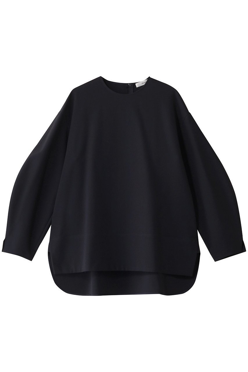 【エブール/ebure】の【店舗限定】ボイルダブルクロス ノーカラーブラウス インテリア・キッズ・メンズ・レディースファッション・服の通販 founy(ファニー) 　ファッション　Fashion　レディースファッション　Fashion for Women　トップス・カットソー　Cut & Sew Tops　シャツ・ブラウス・オフィスカジュアル　Elegant Blouses & Button-Ups　スリーブ　Sleeve, Long Sleeve / Short Sleeve　トレンド　Trend, Trending Now　フォルム　Silhouette, Form　フロント　Front, Front Design　ロング　Long, Long-Length　再入荷　Restock / Back in Stock　ネイビー|ID: prp329100004337414 ipo3291000000032732266