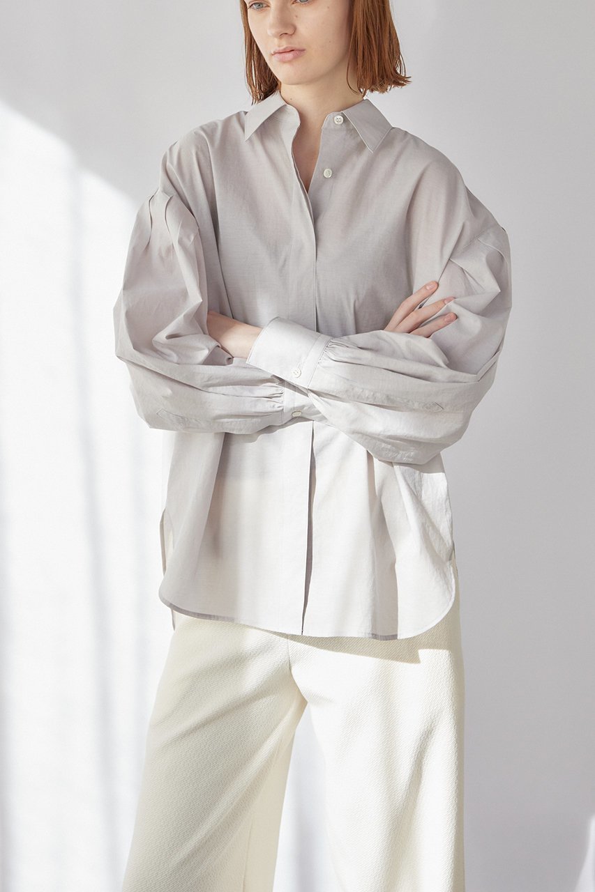 【フローレント/FLORENT】のバルーンスリーブ バックギャザーシャツ 人気、トレンドファッション・服の通販 founy(ファニー) 　ファッション　Fashion　レディースファッション　Fashion for Women　トップス・カットソー　Cut & Sew Tops　シャツ・ブラウス・オフィスカジュアル　Elegant Blouses & Button-Ups　バッグ　Bags　ギャザー　Gathered, Ruffled　スリーブ　Sleeve, Long Sleeve / Short Sleeve　バルーン　Balloon, Balloon Silhouette　フェミニン　Feminine, Girly　フォルム　Silhouette, Form　ボトム　Bottoms, Lower Wear　ロング　Long, Long-Length　other-6|ID: prp329100004337420 ipo3291000000032876012