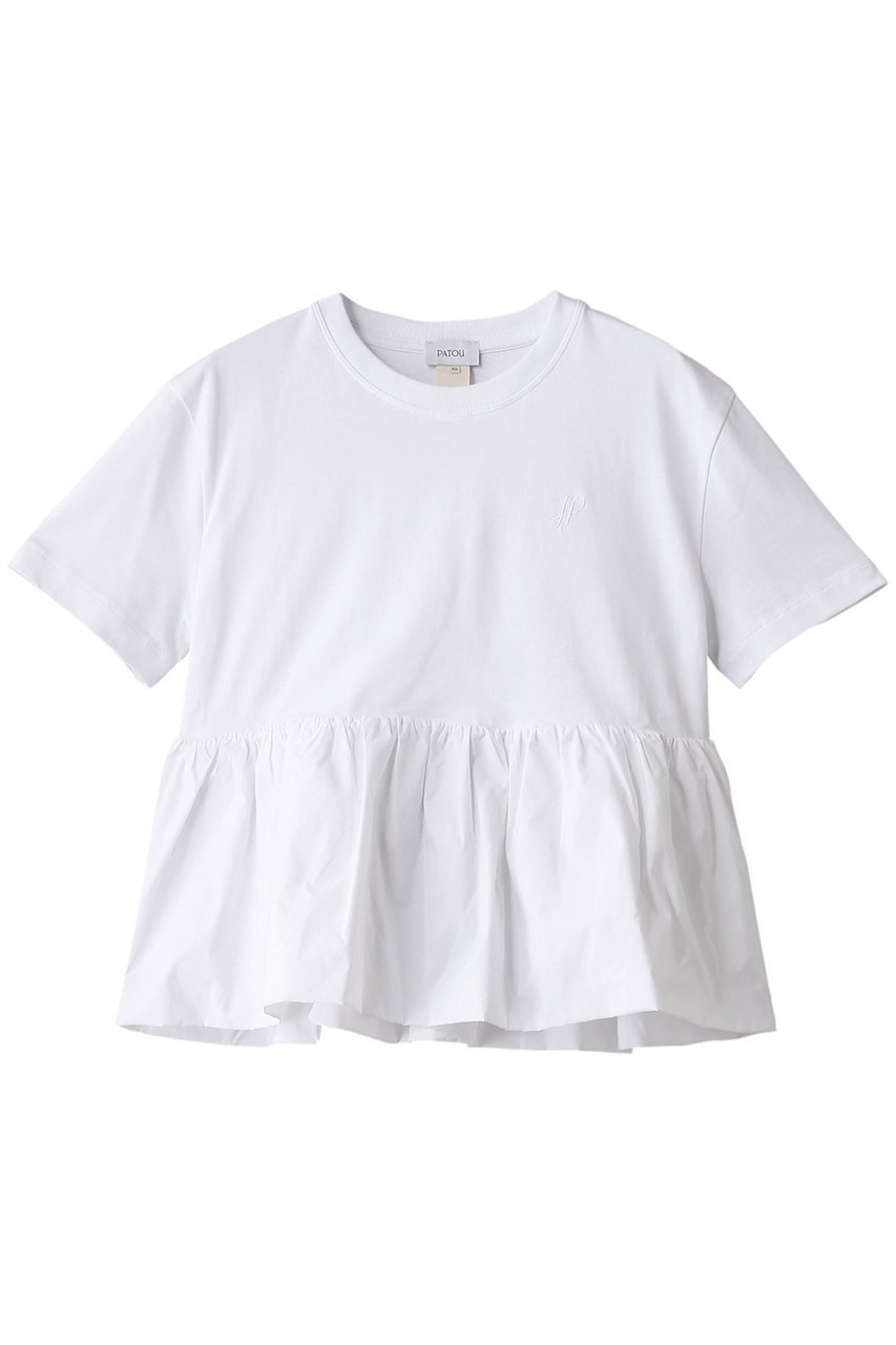 【パトゥ/PATOU】のボリュームペプラムTシャツ インテリア・キッズ・メンズ・レディースファッション・服の通販 founy(ファニー) 　ファッション　Fashion　レディースファッション　Fashion for Women　トップス・カットソー　Cut & Sew Tops　シャツ・ブラウス・オフィスカジュアル　Elegant Blouses & Button-Ups　ロングTシャツ・Tシャツ　Longline T-Shirts & Tees　カットソー・ベーシックTシャツ　Cut-and-Sewn Tops / Stretch Tees & Basics　ショート　Short, Short Length　スリーブ　Sleeve, Long Sleeve / Short Sleeve　ペプラム　Peplum, Flared Hem　ホワイト|ID: prp329100004337427 ipo3291000000032885562