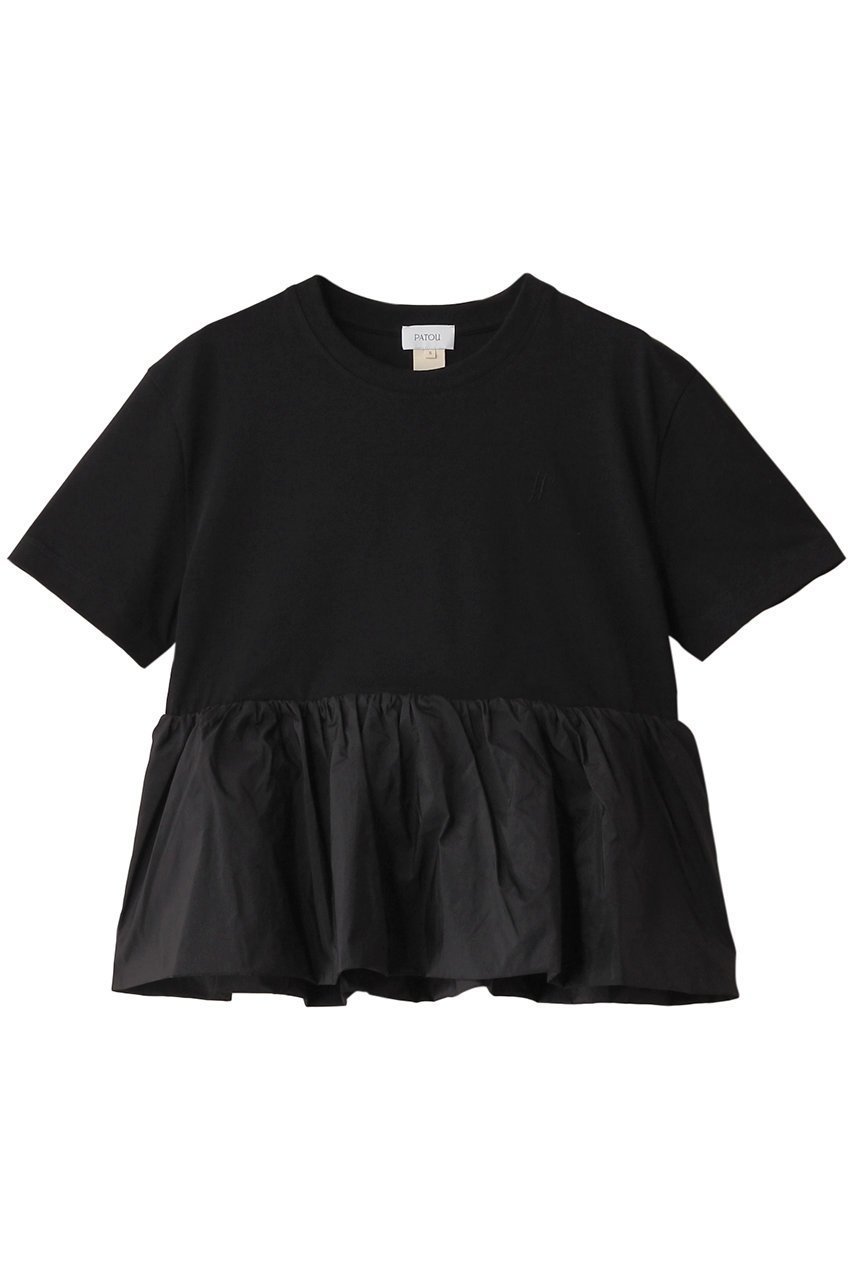 【パトゥ/PATOU】のボリュームペプラムTシャツ インテリア・キッズ・メンズ・レディースファッション・服の通販 founy(ファニー) 　ファッション　Fashion　レディースファッション　Fashion for Women　トップス・カットソー　Cut & Sew Tops　シャツ・ブラウス・オフィスカジュアル　Elegant Blouses & Button-Ups　ロングTシャツ・Tシャツ　Longline T-Shirts & Tees　カットソー・ベーシックTシャツ　Cut-and-Sewn Tops / Stretch Tees & Basics　ショート　Short, Short Length　スリーブ　Sleeve, Long Sleeve / Short Sleeve　ペプラム　Peplum, Flared Hem　ブラック|ID: prp329100004337427 ipo3291000000032885566