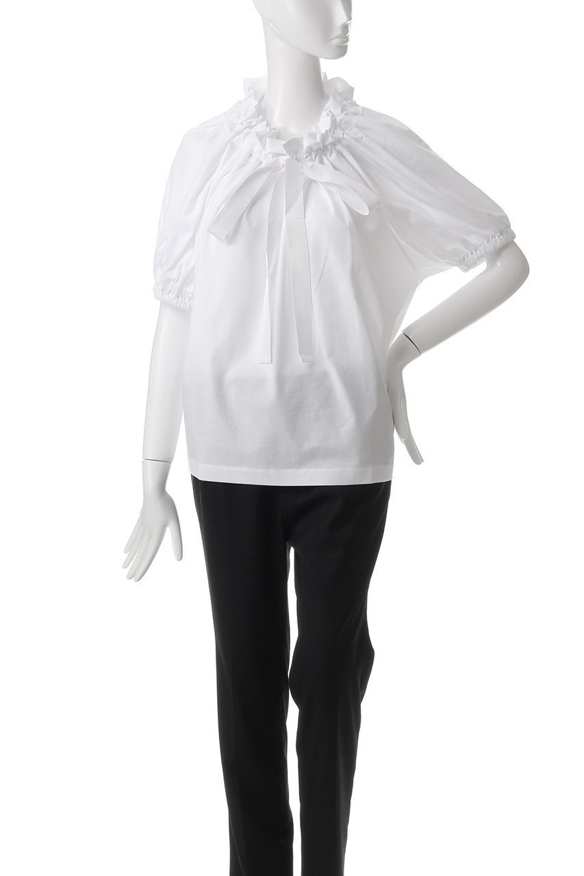 【パトゥ/PATOU】のボリュームジャージーブラウス 人気、トレンドファッション・服の通販 founy(ファニー) 　ファッション　Fashion　レディースファッション　Fashion for Women　トップス・カットソー　Cut & Sew Tops　シャツ・ブラウス・オフィスカジュアル　Elegant Blouses & Button-Ups　なめらか　Smooth, Silky Texture　ギャザー　Gathered, Ruffled　ショート　Short, Short Length　シンプル　Simple, Minimal　スリーブ　Sleeve, Long Sleeve / Short Sleeve　ダウン　Down, Puffer　デニム　Denim, Jeans Material　リボン　Ribbon, Bow　ワイド　Wide, Wide Fit　新作・新入荷　New Arrivals / New In　other-2|ID: prp329100004337428 ipo3291000000033486954