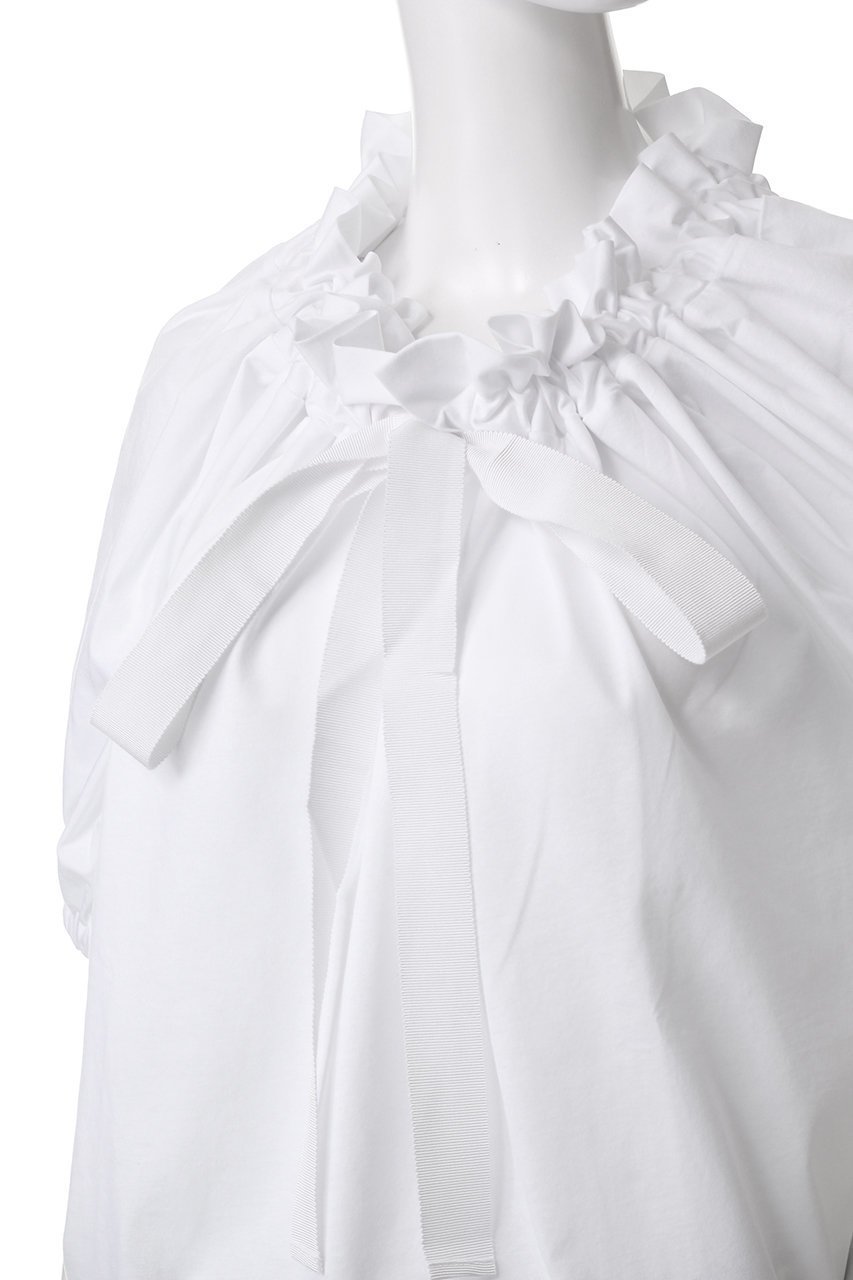 【パトゥ/PATOU】のボリュームジャージーブラウス 人気、トレンドファッション・服の通販 founy(ファニー) 　ファッション　Fashion　レディースファッション　Fashion for Women　トップス・カットソー　Cut & Sew Tops　シャツ・ブラウス・オフィスカジュアル　Elegant Blouses & Button-Ups　なめらか　Smooth, Silky Texture　ギャザー　Gathered, Ruffled　ショート　Short, Short Length　シンプル　Simple, Minimal　スリーブ　Sleeve, Long Sleeve / Short Sleeve　ダウン　Down, Puffer　デニム　Denim, Jeans Material　リボン　Ribbon, Bow　ワイド　Wide, Wide Fit　新作・新入荷　New Arrivals / New In　other-5|ID: prp329100004337428 ipo3291000000033486961