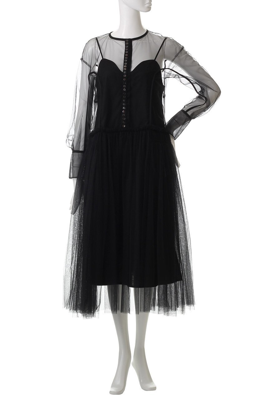 【チカ キサダ/CHIKA KISADA】のチュールコンビ キャミドレス 人気、トレンドファッション・服の通販 founy(ファニー) 　ファッション　Fashion　レディースファッション　Fashion for Women　ワンピース　Dresses　フォーマル・パーティードレス・結婚式用ドレス　Elegant & Casual Dresses　チュニック　Tunic Tops & Dresses　チュニック　Tunic, Long Top　チュール　Tulip, Tulip Motif　ドレス　Dress, One-Piece　パーティ　Party, Party Style　フロント　Front, Front Design　ロング　Long, Long-Length　other-2|ID: prp329100004337430 ipo3291000000032882670