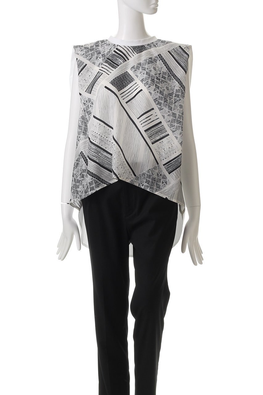 【ニアー ニッポン/near.nippon】のトライバル柄 スリーブレス フレアートップス 人気、トレンドファッション・服の通販 founy(ファニー) ファッション Fashion レディースファッション Fashion for Women トップス・カットソー Cut & Sew Tops キャミソール&ノースリーブ Camisoles & Sleeveless Tops シャツ・ブラウス・オフィスカジュアル Elegant Blouses & Button-Ups なめらか Smooth, Silky Texture スリーブ Sleeve, Long Sleeve / Short Sleeve チュニック Tunic, Long Top ツイル Twist, Twisted Detail ノースリーブ Sleeveless, No-Sleeve バランス Balance, Style Balance フレア Flare, Flared ボトム Bottoms, Lower Wear エレガント 上品 Elegant 定番 Standard, Basic Item other-2|ID: prp329100004337437 ipo3291000000034955757