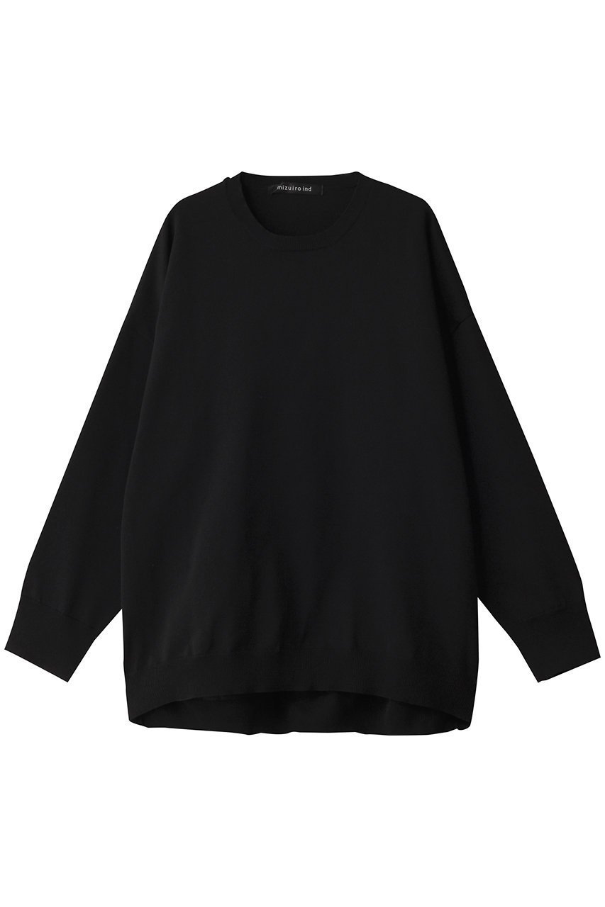 【ミズイロ インド/mizuiro ind】のcrew neck P/O プルオーバー インテリア・キッズ・メンズ・レディースファッション・服の通販 founy(ファニー) 　ファッション　Fashion　レディースファッション　Fashion for Women　トップス・カットソー　Cut & Sew Tops　ニット　Knit Tops & Sweaters　カジュアルプルオーバー・ニットトップス　Pullovers & Knit Tops / Casual Pullovers　シンプル　Simple, Minimal　エレガント 上品　Elegant　black|ID: prp329100004337468 ipo3291000000032877091