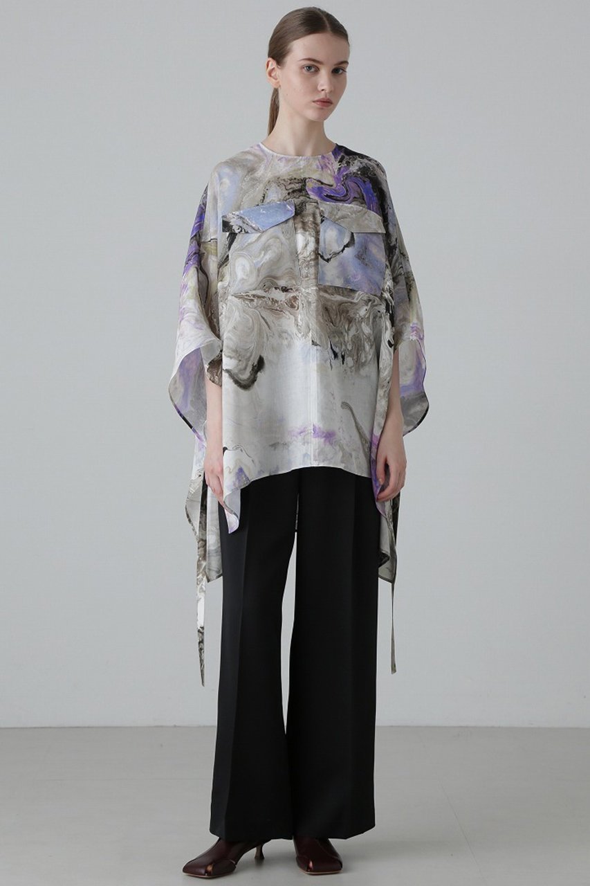【アドーア/ADORE】のマーブルプリントブラウス 人気、トレンドファッション・服の通販 founy(ファニー) 　ファッション　Fashion　レディースファッション　Fashion for Women　トップス・カットソー　Cut & Sew Tops　シャツ・ブラウス・オフィスカジュアル　Elegant Blouses & Button-Ups　ショート　Short, Short Length　スリーブ　Sleeve, Long Sleeve / Short Sleeve　フロント　Front, Front Design　プリント　Print, Printed Pattern　ポケット　Pocket, Pocket Detail　マーブル　Marble, Marble Pattern　モチーフ　Motif, Design Theme　リラックス　Relax, Relaxed Fit　other-8|ID: prp329100004337481 ipo3291000000035787783
