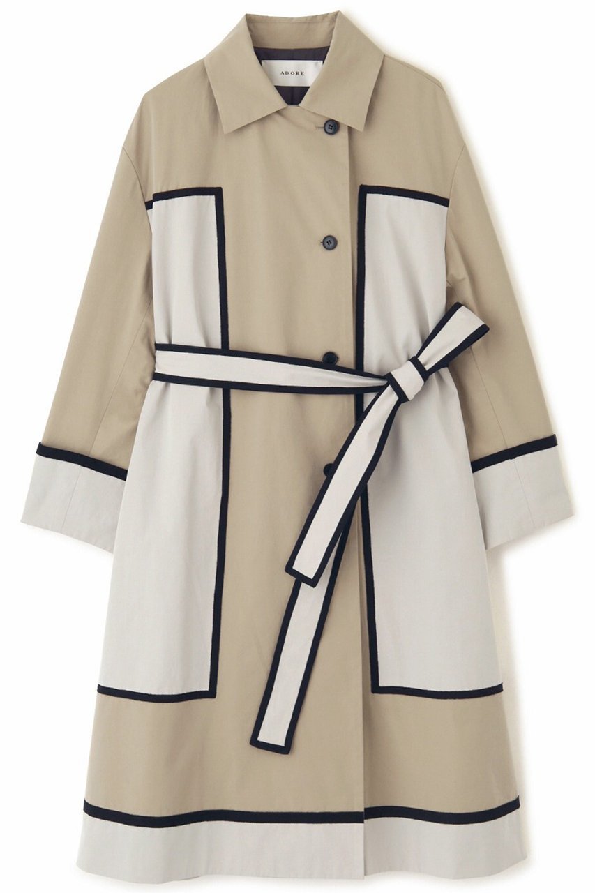 【アドーア/ADORE】のカラーブロックコート インテリア・キッズ・メンズ・レディースファッション・服の通販 founy(ファニー) 　ファッション　Fashion　レディースファッション　Fashion for Women　アウター　Coat / Outerwear Collection　コート・ロングコート・ピーコート　Long Coats, Peacoats & More　グログラン　Grosgrain, Grosgrain Ribbon　コンパクト　Compact, Small Size　ツイル　Twist, Twisted Detail　ブロック　Block, Solid Block Pattern　ミックス　Mix, Mixed Style　リラックス　Relax, Relaxed Fit　ロング　Long, Long-Length　再入荷　Restock / Back in Stock　春　Spring　ベージュ|ID: prp329100004337487 ipo3291000000034989353