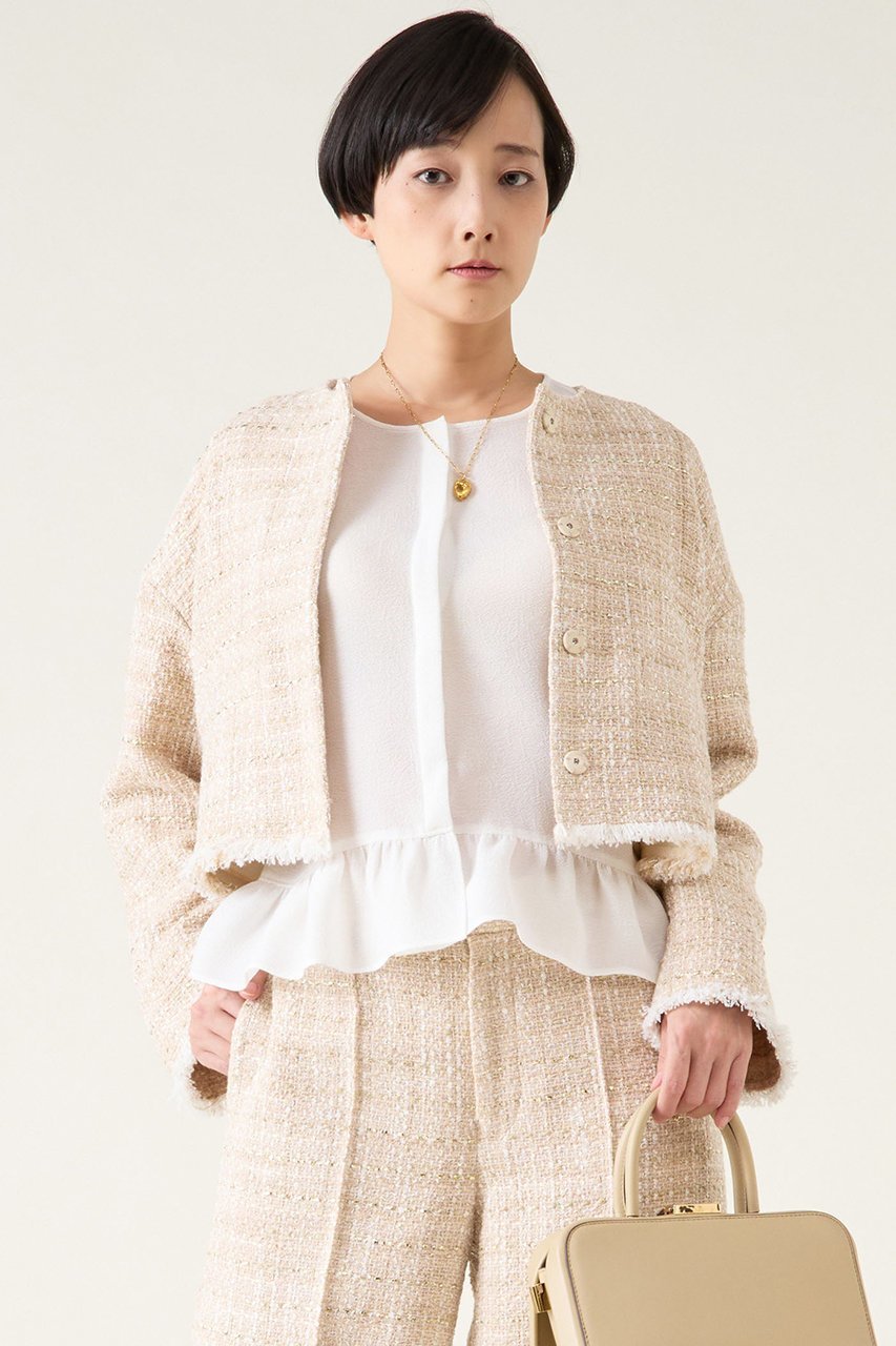 【マルティニーク/martinique】のGIOLICAツイードジャケット(セットアップ可) インテリア・キッズ・メンズ・レディースファッション・服の通販 founy(ファニー) 　ファッション　Fashion　レディースファッション　Fashion for Women　アウター　Coat / Outerwear Collection　レディースジャケット・軽アウター　Jackets　おすすめ　Recommended / Our Picks　イタリア　Italy　カーディガン　Cardigan, Knitwear　サマー　Summer, Summer Style　シアー　Sheer, See-Through　ショート　Short, Short Length　ジャケット　Jacket, Outerwear　セットアップ　Set-Up, Coordinated Outfit　ツイード／ツィード　Choker, Choker Necklace　ツイード　Twill, Twill Weave　デニム　Denim, Jeans Material　ボトム　Bottoms, Lower Wear　春　Spring　ベージュ|ID: prp329100004337500 ipo3291000000035976664