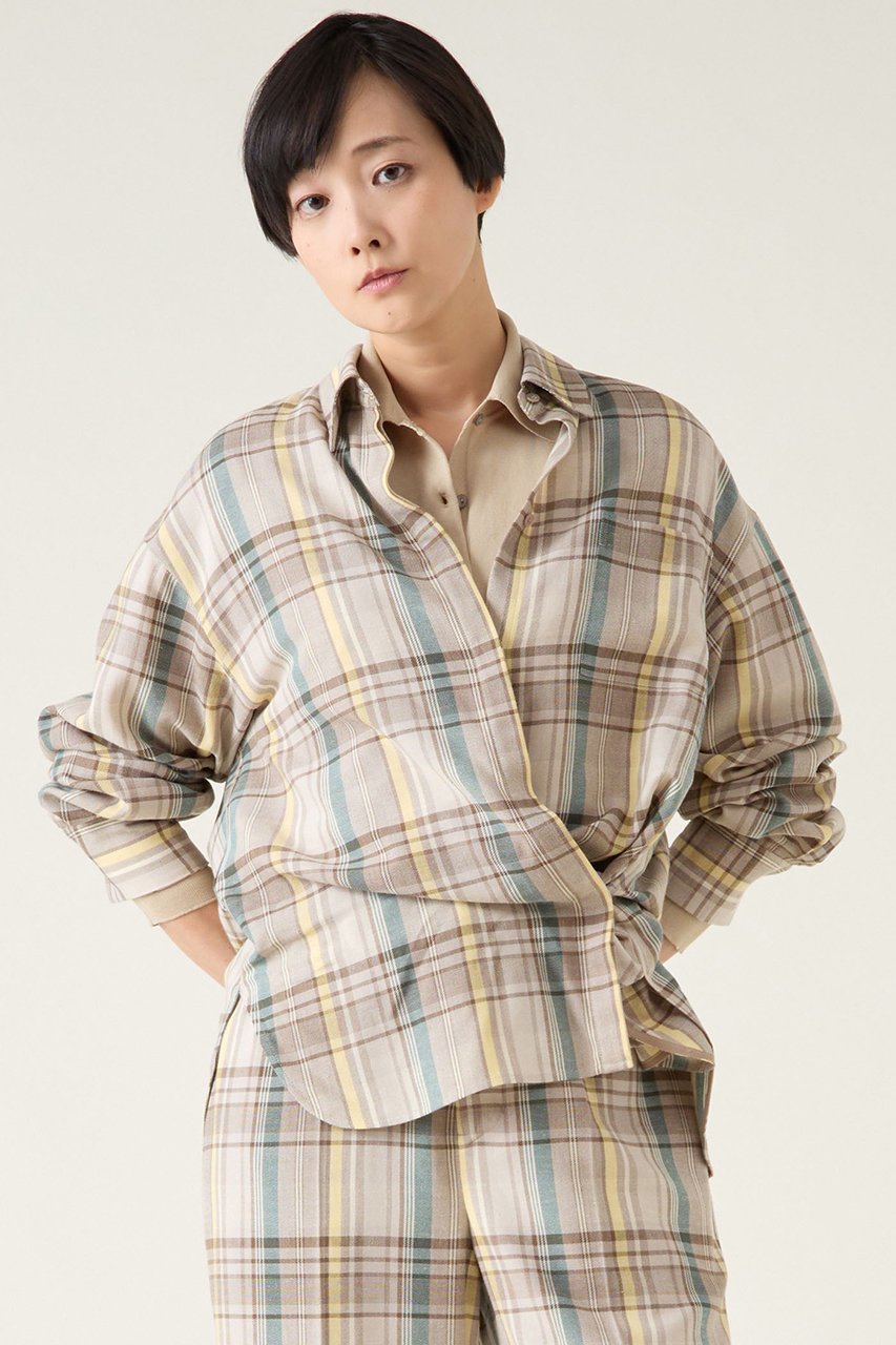 【マルティニーク/martinique】のチェックシャツ(セットアップ可) 人気、トレンドファッション・服の通販 founy(ファニー) 　ファッション　Fashion　レディースファッション　Fashion for Women　トップス・カットソー　Cut & Sew Tops　シャツ・ブラウス・オフィスカジュアル　Elegant Blouses & Button-Ups　おすすめ　Recommended / Our Picks　カシュクール　Wrap Design　スリーブ　Sleeve, Long Sleeve / Short Sleeve　セットアップ　Set-Up, Coordinated Outfit　チェック　Check, Plaid, Tartan　リラックス　Relax, Relaxed Fit　レギュラー　Regular, Standard Fit　ロング　Long, Long-Length　 other-1|ID: prp329100004338529 ipo3291000000035391105