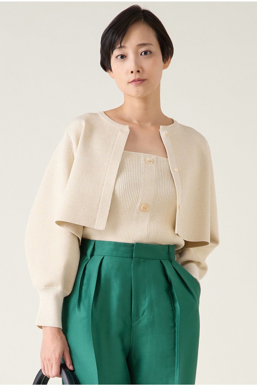 【マルティニーク/martinique】のC/N ストレッチカーディガン(アンサンブル可) インテリア・キッズ・メンズ・レディースファッション・服の通販 founy(ファニー) 　ファッション　Fashion　レディースファッション　Fashion for Women　トップス・カットソー　Cut & Sew Tops　ニット　Knit Tops & Sweaters　カーディガン・羽織り　Layered Style Cardigans　アンサンブルニット　Knit Ensembles & Twin Sets　おすすめ　Recommended / Our Picks　アンサンブル　Ensemble Set　カーディガン　Cardigan, Knitwear　ストレッチ　Stretch, Stretchy Fabric　バランス　Balance, Style Balance　ボレロ　Bolero, Short Cardigan　夏　Summer　春　Spring　ゴールド|ID: prp329100004338535 ipo3291000000036068987