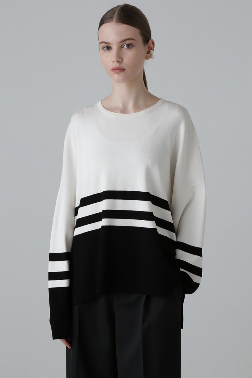 【アドーア/ADORE】のブライトストレッチニット 人気、トレンドファッション・服の通販 founy(ファニー) 　ファッション　Fashion　レディースファッション　Fashion for Women　トップス・カットソー　Cut & Sew Tops　ニット　Knit Tops & Sweaters　カジュアルプルオーバー・ニットトップス　Pullovers & Knit Tops / Casual Pullovers　ストレッチ　Stretch, Stretchy Fabric　ボックス　Boxy, Box Shape　ボーダー　Border, Stripe　再入荷　Restock / Back in Stock　other-2|ID: prp329100004338551 ipo3291000000032950518