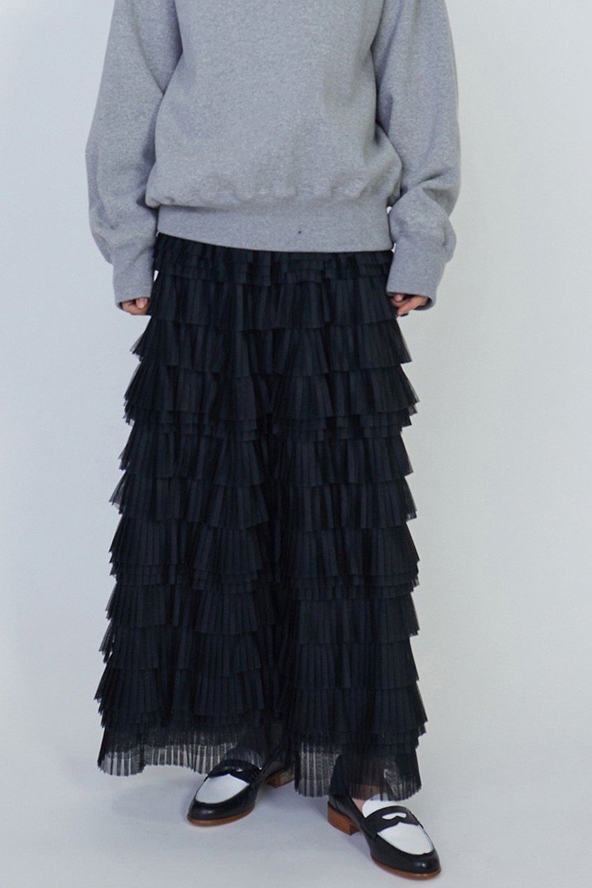 【プルミエ アロンディスモン/1er Arrondissement】のチュールティアードスカート 人気、トレンドファッション・服の通販 founy(ファニー) 　ファッション　Fashion　レディースファッション　Fashion for Women　スカート　Skirts　ティアードスカート　Tiered Skirts　ロングスカート　Long Skirts / Maxi & Midi Skirts　おすすめ　Recommended / Our Picks　スウェット / スエット　Sweatshirt, Sweatwear　ダウン　Down, Puffer　チュール　Tulip, Tulip Motif　ティアード　Tiered, Tiered Style　ドレス　Dress, One-Piece　プリーツ　Pleats, Pleated　ロング　Long, Long-Length　other-6|ID: prp329100004338558 ipo3291000000032826282