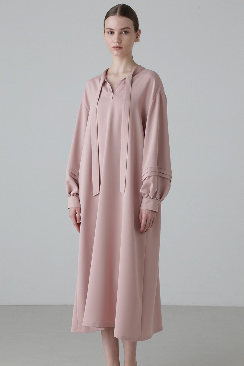【アドーア/ADORE】のダブルストレッチワンピース 人気、トレンドファッション・服の通販 founy(ファニー) 　ファッション　Fashion　レディースファッション　Fashion for Women　ワンピース　Dresses　チュニック　Tunic Tops & Dresses　ギャザー　Gathered, Ruffled　ストレッチ　Stretch, Stretchy Fabric　チュニック　Tunic, Long Top　リボン　Ribbon, Bow　ロング　Long, Long-Length　 other-1|ID: prp329100004339411 ipo3291000000032884492