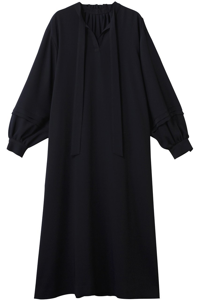 【アドーア/ADORE】のダブルストレッチワンピース インテリア・キッズ・メンズ・レディースファッション・服の通販 founy(ファニー) 　ファッション　Fashion　レディースファッション　Fashion for Women　ワンピース　Dresses　チュニック　Tunic Tops & Dresses　ギャザー　Gathered, Ruffled　ストレッチ　Stretch, Stretchy Fabric　チュニック　Tunic, Long Top　リボン　Ribbon, Bow　ロング　Long, Long-Length　ネイビー|ID: prp329100004339411 ipo3291000000032884502