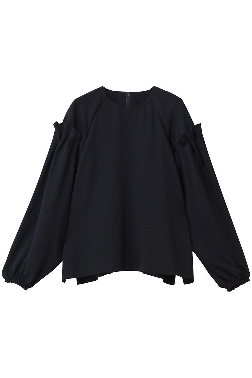 【アドーア/ADORE】のダブルストレッチブラウス インテリア・キッズ・メンズ・レディースファッション・服の通販 founy(ファニー) 　ファッション　Fashion　レディースファッション　Fashion for Women　トップス・カットソー　Cut & Sew Tops　シャツ・ブラウス・オフィスカジュアル　Elegant Blouses & Button-Ups　ロングTシャツ・Tシャツ　Longline T-Shirts & Tees　カットソー・ベーシックTシャツ　Cut-and-Sewn Tops / Stretch Tees & Basics　ショルダー　Shoulder, Shoulder Strap　ストレッチ　Stretch, Stretchy Fabric　スリーブ　Sleeve, Long Sleeve / Short Sleeve　ロング　Long, Long-Length　ネイビー|ID: prp329100004339414 ipo3291000000032887782