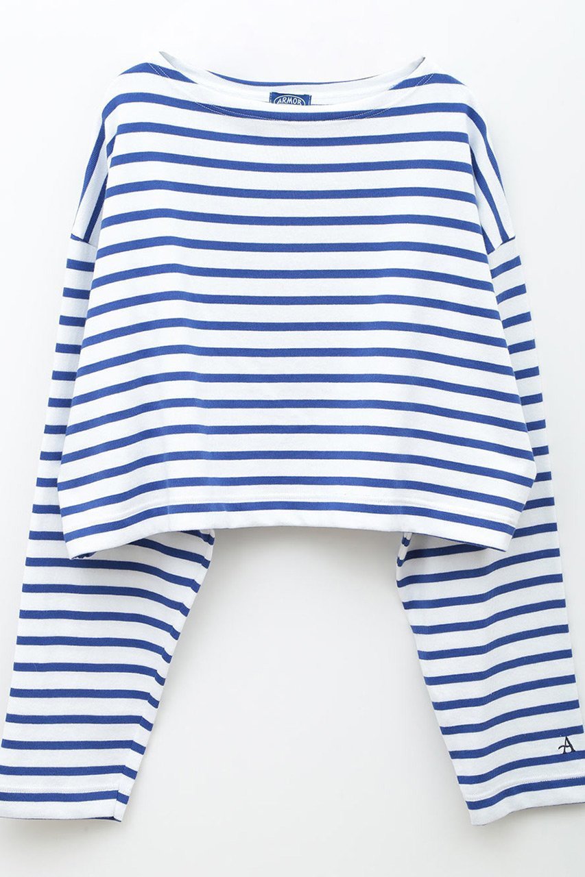 【ハー/HER.】の【Armor-lux】Cropped PO/プルオーバー インテリア・キッズ・メンズ・レディースファッション・服の通販 founy(ファニー) 　ファッション　Fashion　レディースファッション　Fashion for Women　トップス・カットソー　Cut & Sew Tops　シャツ・ブラウス・オフィスカジュアル　Elegant Blouses & Button-Ups　ロングTシャツ・Tシャツ　Longline T-Shirts & Tees　カジュアルプルオーバー・ニットトップス　Pullovers & Knit Tops / Casual Pullovers　カットソー・ベーシックTシャツ　Cut-and-Sewn Tops / Stretch Tees & Basics　クロップド　Cropped, Short Length　スリーブ　Sleeve, Long Sleeve / Short Sleeve　フィット　Fit, Slim Fit　フランス　France, French　ベーシック　Basic, Essential　ロング　Long, Long-Length　ブルー|ID: prp329100004340228 ipo3291000000032847278
