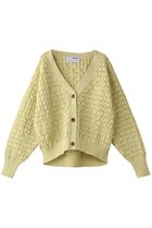 【スリー ドッツ/three dots】のスポンジースムース メッシュカーディガン レモン|ID: prp329100004340235 ipo3291000000032956386