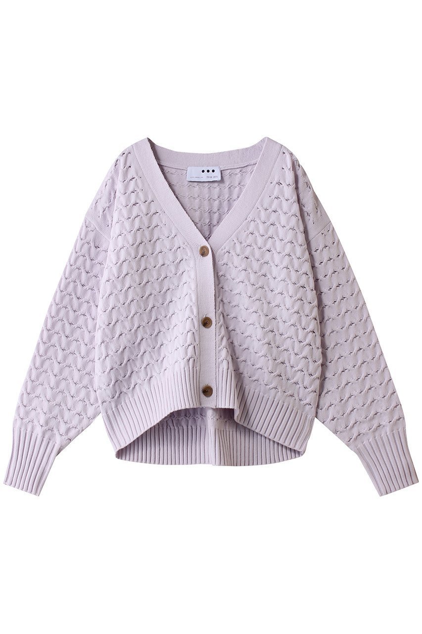 【スリー ドッツ/three dots】のスポンジースムース メッシュカーディガン インテリア・キッズ・メンズ・レディースファッション・服の通販 founy(ファニー) 　ファッション　Fashion　レディースファッション　Fashion for Women　トップス・カットソー　Cut & Sew Tops　ニット　Knit Tops & Sweaters　カーディガン・羽織り　Layered Style Cardigans　カーディガン　Cardigan, Knitwear　バランス　Balance, Style Balance　メッシュ　Mesh, Net Fabric　パープル|ID: prp329100004340235 ipo3291000000036370908