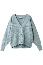 【スリー ドッツ/three dots】のスポンジースムース メッシュカーディガン ブルー|ID: prp329100004340235 ipo3291000000036370910
