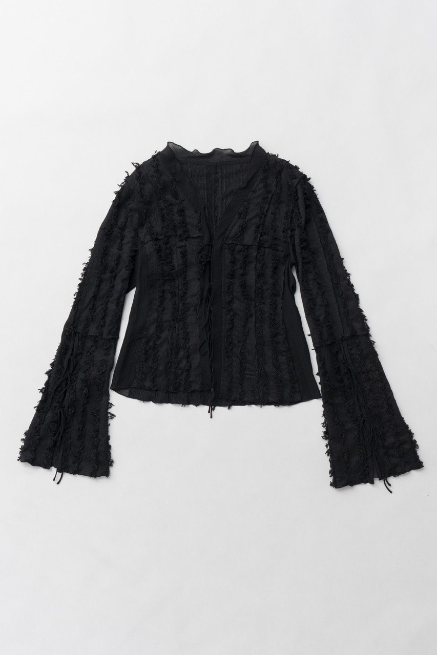 【プランク プロジェクト/PRANK PROJECT】のフリンジジャガードフリルカーデ / Fringe Jacquard Frill Cardigan 人気、トレンドファッション・服の通販 founy(ファニー) 　ファッション　Fashion　レディースファッション　WOMEN　トップス・カットソー　Tops/Tshirt　カーディガン　Cardigans　シャツ/ブラウス　Shirts/Blouses　2025年　2025　2025春夏・S/S　Ss,Spring/Summer,2025　おすすめ　Recommend　カーディガン　Cardigan　コンビ　Combination　シアー　Sheer　シャーリング　Shirring　スリーブ　Sleeve　デニム　Denim　フリル　Frills　フリンジ　Fringe　ロング　Long　夏　Summer　春　Spring　S/S・春夏　Ss・Spring/Summer　羽織　Haori　 other-1|ID: prp329100004341866 ipo3291000000030295020