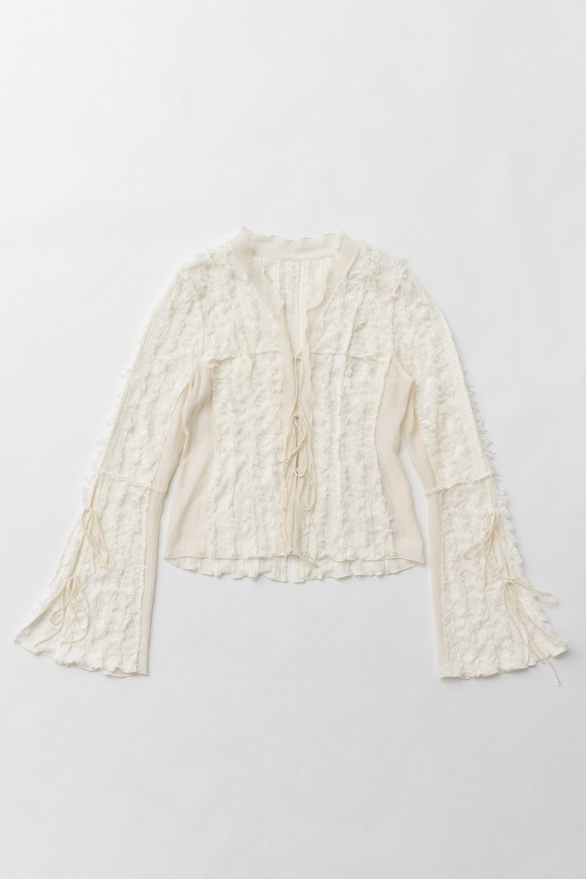 【プランク プロジェクト/PRANK PROJECT】のフリンジジャガードフリルカーデ / Fringe Jacquard Frill Cardigan インテリア・キッズ・メンズ・レディースファッション・服の通販 founy(ファニー) 　ファッション　Fashion　レディースファッション　WOMEN　トップス・カットソー　Tops/Tshirt　カーディガン　Cardigans　シャツ/ブラウス　Shirts/Blouses　2025年　2025　2025春夏・S/S　Ss,Spring/Summer,2025　おすすめ　Recommend　カーディガン　Cardigan　コンビ　Combination　シアー　Sheer　シャーリング　Shirring　スリーブ　Sleeve　デニム　Denim　フリル　Frills　フリンジ　Fringe　ロング　Long　夏　Summer　春　Spring　S/S・春夏　Ss・Spring/Summer　羽織　Haori　IVR(アイボリー)|ID: prp329100004341866 ipo3291000000030295022