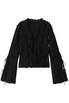 【プランク プロジェクト/PRANK PROJECT】のフリンジジャガードフリルカーデ / Fringe Jacquard Frill Cardigan BLK(ブラック)|ID: prp329100004341866 ipo3291000000034422216