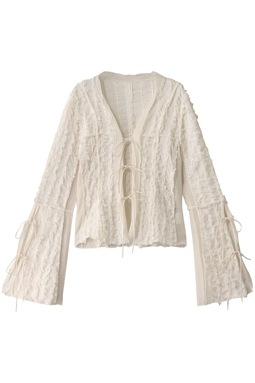 【プランク プロジェクト/PRANK PROJECT】のフリンジジャガードフリルカーデ / Fringe Jacquard Frill Cardigan インテリア・キッズ・メンズ・レディースファッション・服の通販 founy(ファニー) ファッション Fashion レディースファッション Fashion for Women トップス・カットソー Cut & Sew Tops カーディガン・羽織り Layered Style Cardigans シャツ・ブラウス・オフィスカジュアル Elegant Blouses & Button-Ups おすすめ Recommended / Our Picks カーディガン Cardigan, Knitwear コンビ Combo, Combination Style シアー Sheer, See-Through シャーリング Shirring, Ruched スリーブ Sleeve, Long Sleeve / Short Sleeve デニム Denim, Jeans Material フリル Frill, Ruffle フリンジ Fringe, Tassel ロング Long, Long-Length 夏 Summer 春 Spring S/S・春夏 SS, Spring/Summer, Warm Season 羽織 Haori, Light Jacket IVR(アイボリー)|ID: prp329100004341866 ipo3291000000034422217
