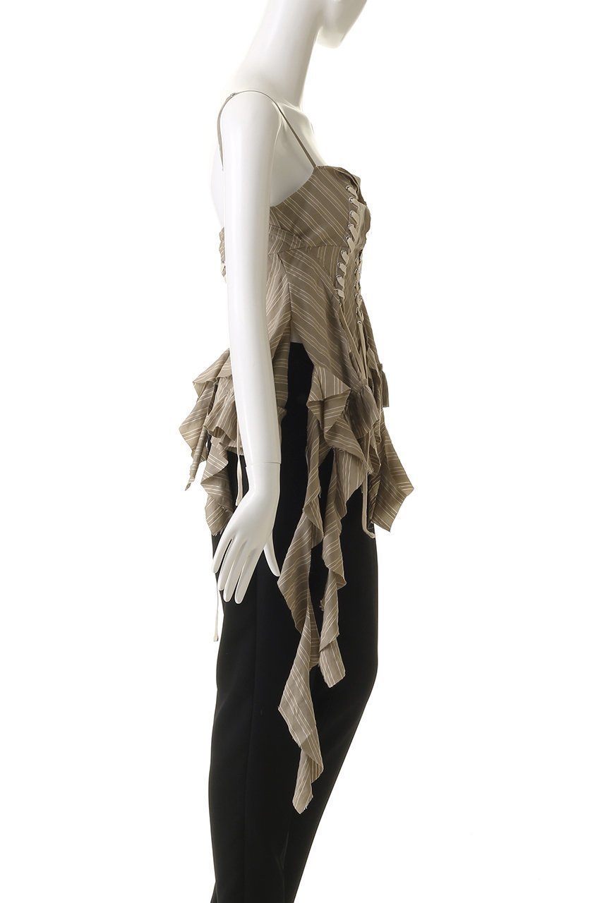 【プランク プロジェクト/PRANK PROJECT】のラッフルレースアップストライプトップス / Ruffle Lace-Up Stripe Top 人気、トレンドファッション・服の通販 founy(ファニー) ファッション Fashion レディースファッション Fashion for Women トップス・カットソー Cut & Sew Tops キャミソール&ノースリーブ Camisoles & Sleeveless Tops シャツ・ブラウス・オフィスカジュアル Elegant Blouses & Button-Ups カーゴパンツ Cargo Pants, Utility Pants キャミワンピース Cami Dress, Slip Dress ストライプ Stripe, Striped Pattern ノースリーブ Sleeveless, No-Sleeve ボトム Bottoms, Lower Wear レース Lace, Lace Fabric ワイド Wide, Wide Fit エレガント 上品 Elegant other-3|ID: prp329100004341867 ipo3291000000032871656