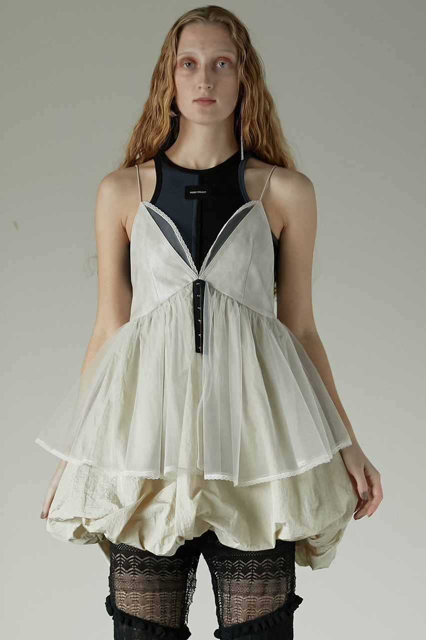 【プランク プロジェクト/PRANK PROJECT】のレザーコンビチュニック / Leather Combi Tunic 人気、トレンドファッション・服の通販 founy(ファニー) 　ファッション　Fashion　レディースファッション　Fashion for Women　ワンピース　Dresses　チュニック　Tunic Tops & Dresses　おすすめ　Recommended / Our Picks　インナー　Innerwear　タフタ　Taffeta, Structured Fabric　タンク　Tank Top, Sleeveless Top　チュニック　Tunic, Long Top　チュール　Tulip, Tulip Motif　パーティ　Party, Party Style　other-5|ID: prp329100004341868 ipo3291000000032874378
