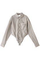 【プランク プロジェクト/PRANK PROJECT】のマルチファブリックボディースーツ / Multi Fabric Bodysuit 人気、トレンドファッション・服の通販 founy(ファニー) ファッション Fashion レディースファッション Fashion for Women トップス・カットソー Cut & Sew Tops シャツ・ブラウス・オフィスカジュアル Elegant Blouses & Button-Ups エレガント 上品 Elegant カッティング Cutting Detail クラシカル Classical, Vintage-Inspired スリーブ Sleeve, Long Sleeve / Short Sleeve スーツ Suit, Formalwear ダウン Down, Puffer ミックス Mix, Mixed Style ランジェリー Lingerie, Intimate Wear レース Lace, Lace Fabric ロング Long, Long-Length thumbnail BGE(ベージュ×ストライプ)|ID: prp329100004341869 ipo3291000000032871700