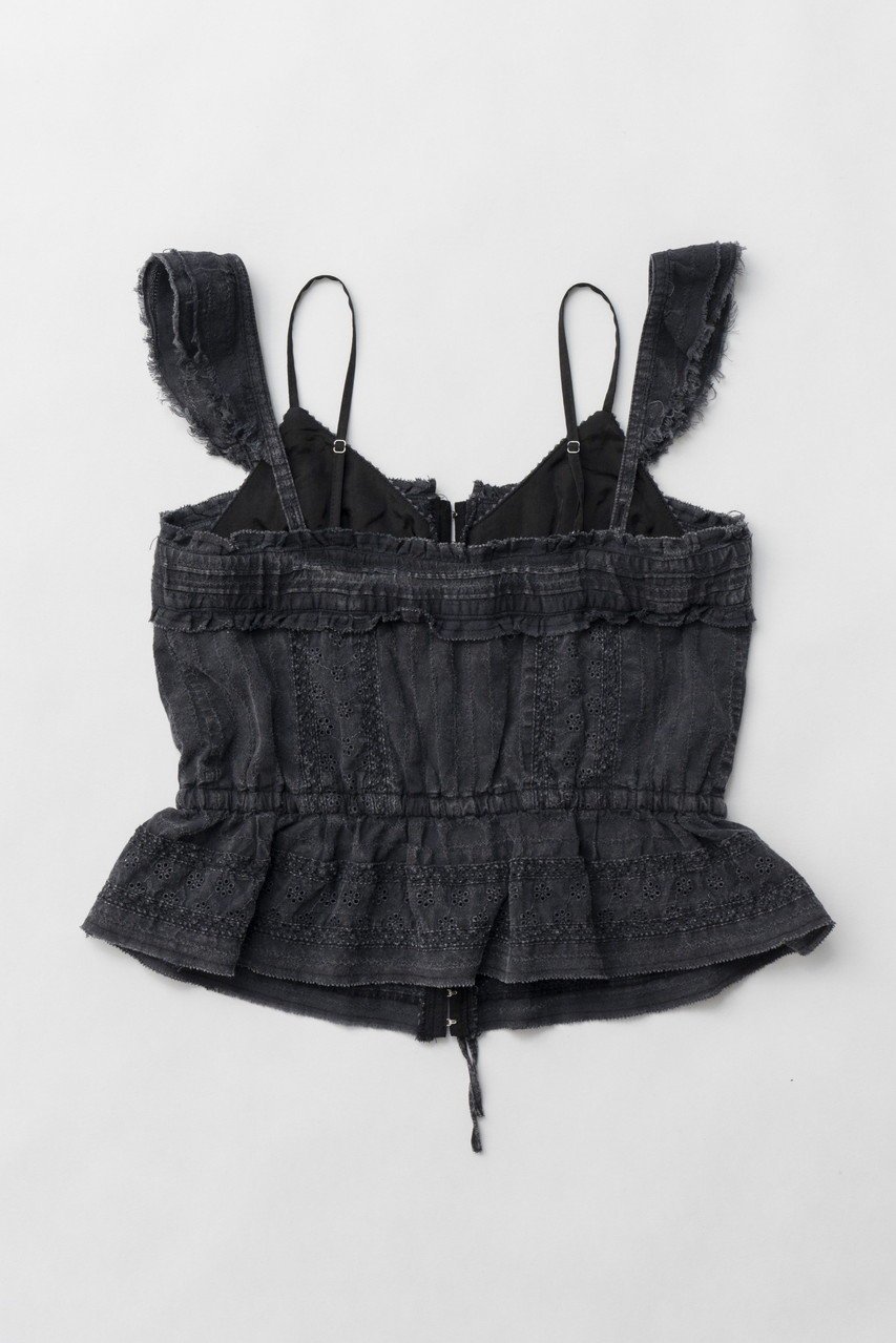 【プランク プロジェクト/PRANK PROJECT】のピグメントコットンレースビスチェ / Cotton Lace Pigment Bustier 人気、トレンドファッション・服の通販 founy(ファニー) 　ファッション　Fashion　レディースファッション　Fashion for Women　トップス・カットソー　Cut & Sew Tops　キャミソール&ノースリーブ　Camisoles & Sleeveless Tops　シャツ・ブラウス・オフィスカジュアル　Elegant Blouses & Button-Ups　ロングTシャツ・Tシャツ　Longline T-Shirts & Tees　カットソー・ベーシックTシャツ　Cut-and-Sewn Tops / Stretch Tees & Basics　ビスチェ　Bustiers & Corset Tops / Layered Bustier Style　カーゴパンツ　Cargo Pants, Utility Pants　キャミソール　Camisole, Spaghetti Strap Top　セットアップ　Set-Up, Coordinated Outfit　タンク　Tank Top, Sleeveless Top　デニム　Denim, Jeans Material　ビスチェ　Bustier, Corset Top　フロント　Front, Front Design　ボトム　Bottoms, Lower Wear　モダン　Modern, Contemporary　レース　Lace, Lace Fabric　今季　This Season, Current Season　other-4|ID: prp329100004341879 ipo3291000000034421166