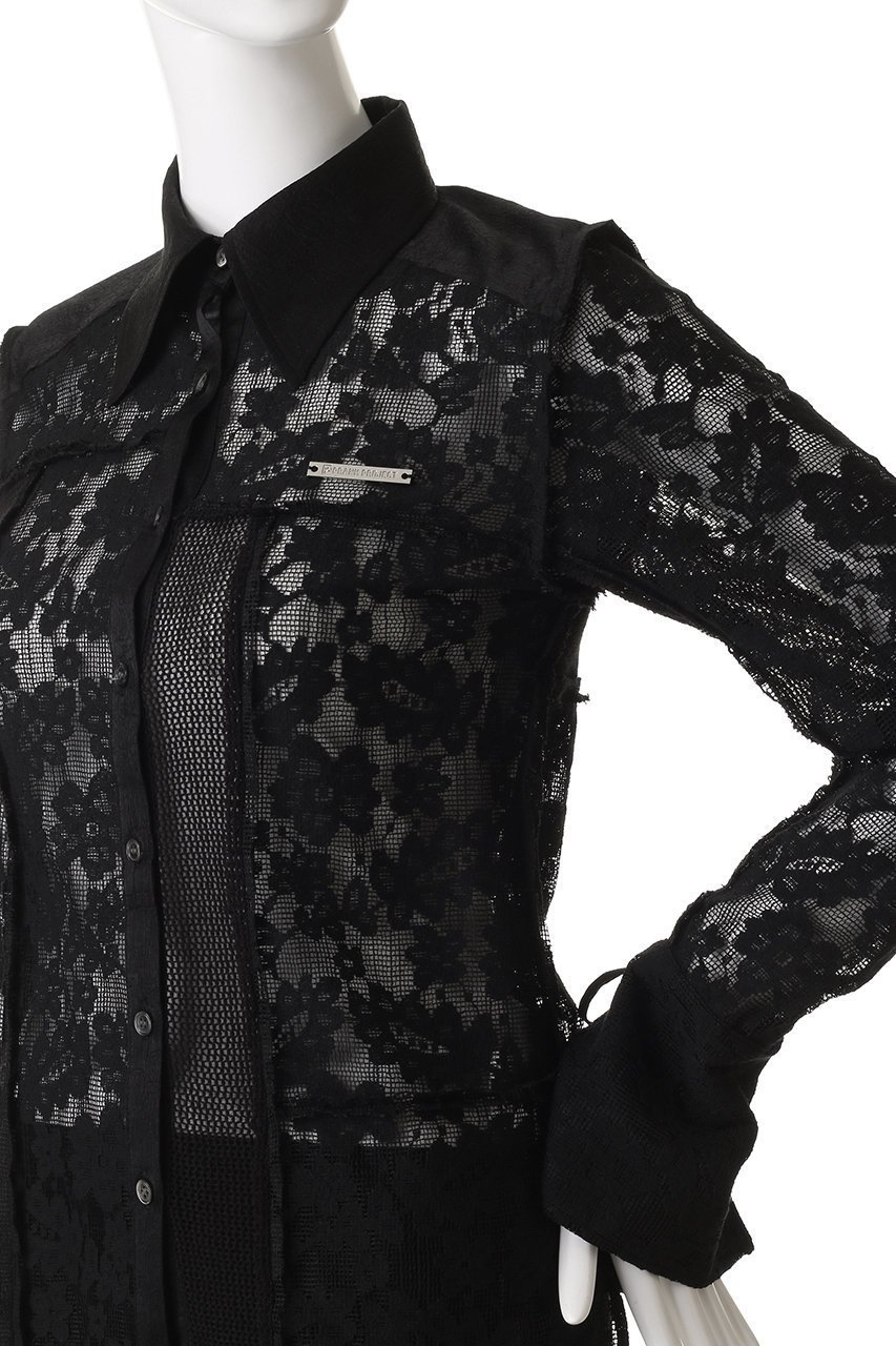 【プランク プロジェクト/PRANK PROJECT】のパネルレースシャツ / Panel Lace Shirt 人気、トレンドファッション・服の通販 founy(ファニー) 　ファッション　Fashion　レディースファッション　WOMEN　トップス・カットソー　Tops/Tshirt　シャツ/ブラウス　Shirts/Blouses　カフス　Cuffs　サテン　Satin　スリム　Slim　スリーブ　Sleeve　デニム　Denim　ハーフ　Half　レース　Race　ロング　Long　other-5|ID: prp329100004341885 ipo3291000000031355880