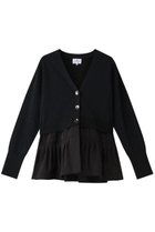 【ランバン オン ブルー/LANVIN en Bleu】のタックペプラムコンビニットカーディガン ブラック|ID: prp329100004341913 ipo3291000000032956813