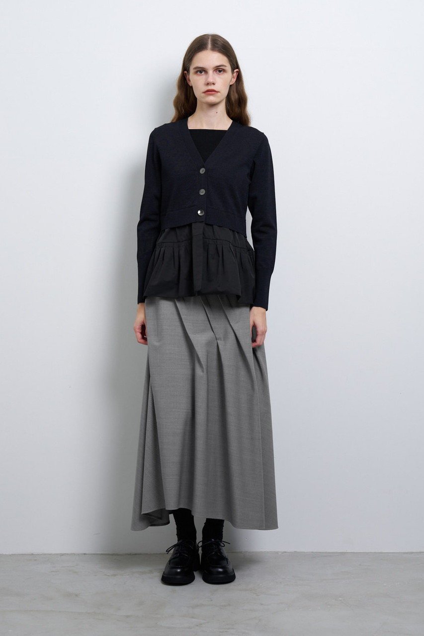 【ランバン オン ブルー/LANVIN en Bleu】のタックペプラムコンビニットカーディガン 人気、トレンドファッション・服の通販 founy(ファニー) 　ファッション　Fashion　レディースファッション　Fashion for Women　トップス・カットソー　Cut & Sew Tops　ニット　Knit Tops & Sweaters　カーディガン・羽織り　Layered Style Cardigans　おすすめ　Recommended / Our Picks　カーディガン　Cardigan, Knitwear　スマート　Smart, Elegant　フレア　Flare, Flared　ペプラム　Peplum, Flared Hem　エレガント 上品　Elegant　other-6|ID: prp329100004341913 ipo3291000000032956834