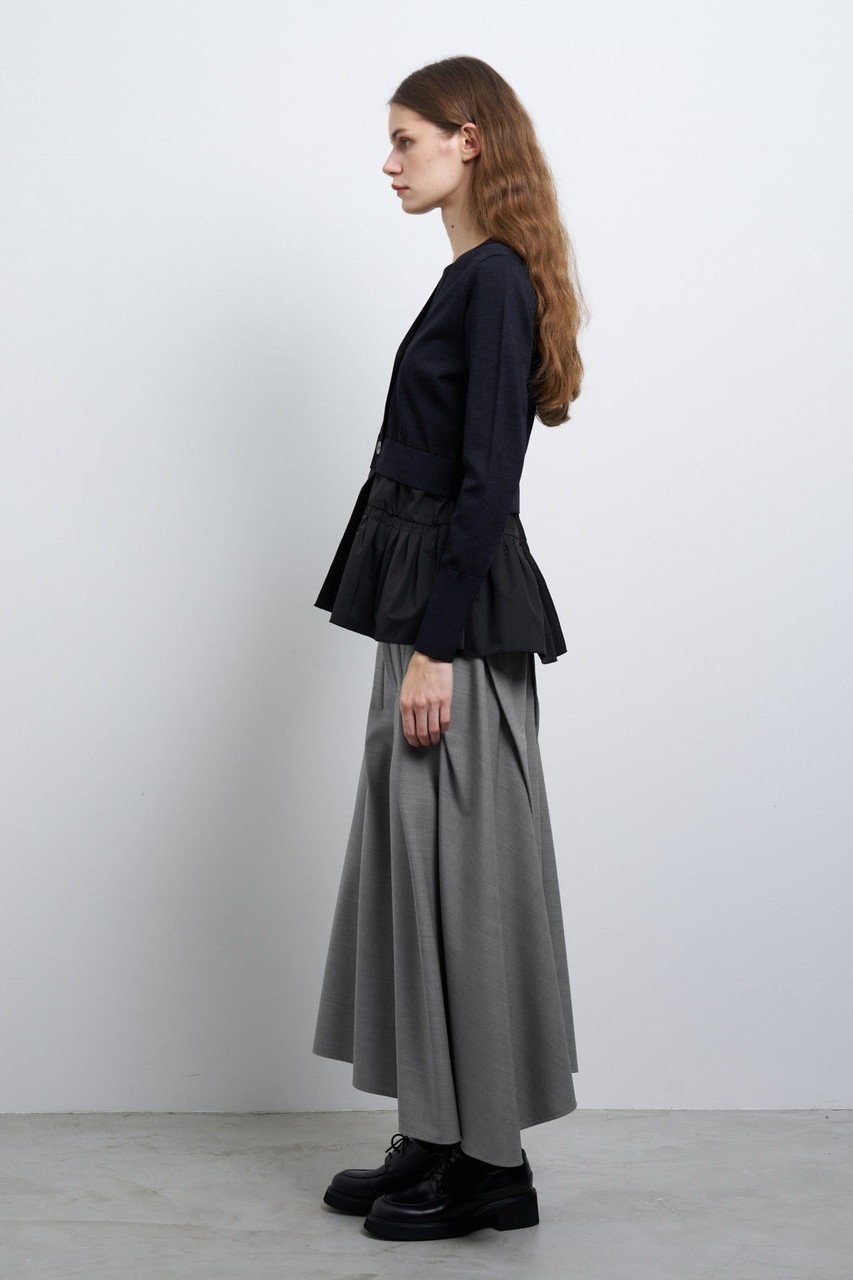 【ランバン オン ブルー/LANVIN en Bleu】のタックペプラムコンビニットカーディガン 人気、トレンドファッション・服の通販 founy(ファニー) 　ファッション　Fashion　レディースファッション　Fashion for Women　トップス・カットソー　Cut & Sew Tops　ニット　Knit Tops & Sweaters　カーディガン・羽織り　Layered Style Cardigans　おすすめ　Recommended / Our Picks　カーディガン　Cardigan, Knitwear　スマート　Smart, Elegant　フレア　Flare, Flared　ペプラム　Peplum, Flared Hem　エレガント 上品　Elegant　other-7|ID: prp329100004341913 ipo3291000000032956837