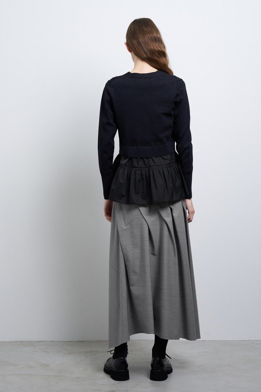 【ランバン オン ブルー/LANVIN en Bleu】のタックペプラムコンビニットカーディガン 人気、トレンドファッション・服の通販 founy(ファニー) 　ファッション　Fashion　レディースファッション　Fashion for Women　トップス・カットソー　Cut & Sew Tops　ニット　Knit Tops & Sweaters　カーディガン・羽織り　Layered Style Cardigans　おすすめ　Recommended / Our Picks　カーディガン　Cardigan, Knitwear　スマート　Smart, Elegant　フレア　Flare, Flared　ペプラム　Peplum, Flared Hem　エレガント 上品　Elegant　other-8|ID: prp329100004341913 ipo3291000000032956840