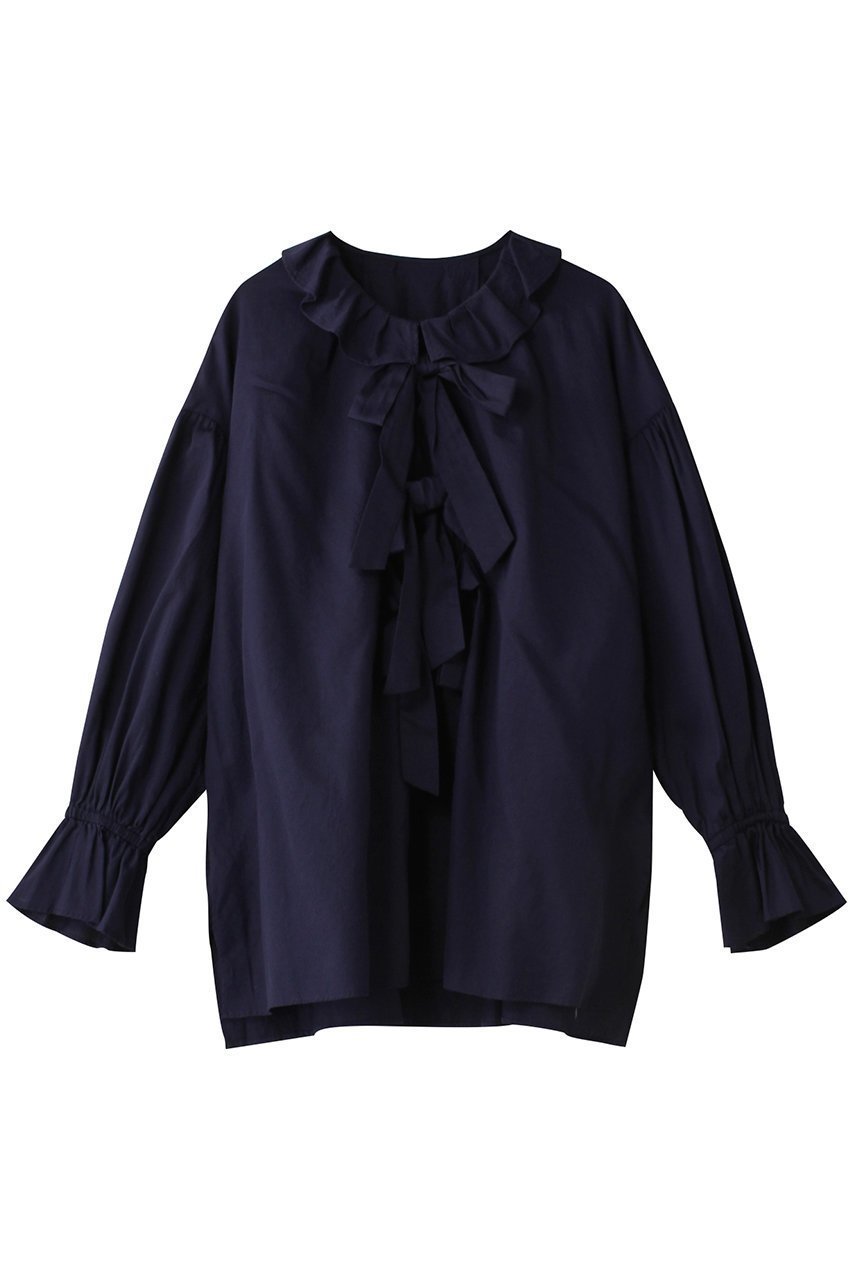 【ランバン オン ブルー/LANVIN en Bleu】のコットンサテンフロントリボンブラウス 人気、トレンドファッション・服の通販 founy(ファニー) 　ファッション　Fashion　レディースファッション　Fashion for Women　トップス・カットソー　Cut & Sew Tops　シャツ・ブラウス・オフィスカジュアル　Elegant Blouses & Button-Ups　ギャザー　Gathered, Ruffled　サテン　Satin, Glossy Fabric　スリーブ　Sleeve, Long Sleeve / Short Sleeve　ファブリック　Fabric, Textile　フェミニン　Feminine, Girly　フリル　Frill, Ruffle　リボン　Ribbon, Bow　ロング　Long, Long-Length　 other-1|ID: prp329100004341914 ipo3291000000032857780