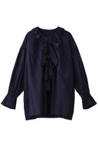 【ランバン オン ブルー/LANVIN en Bleu】のコットンサテンフロントリボンブラウス ネイビー|ID: prp329100004341914 ipo3291000000032857786