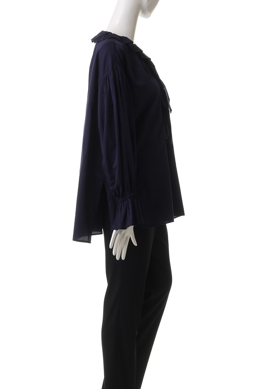 【ランバン オン ブルー/LANVIN en Bleu】のコットンサテンフロントリボンブラウス 人気、トレンドファッション・服の通販 founy(ファニー) 　ファッション　Fashion　レディースファッション　Fashion for Women　トップス・カットソー　Cut & Sew Tops　シャツ・ブラウス・オフィスカジュアル　Elegant Blouses & Button-Ups　ギャザー　Gathered, Ruffled　サテン　Satin, Glossy Fabric　スリーブ　Sleeve, Long Sleeve / Short Sleeve　ファブリック　Fabric, Textile　フェミニン　Feminine, Girly　フリル　Frill, Ruffle　リボン　Ribbon, Bow　ロング　Long, Long-Length　other-3|ID: prp329100004341914 ipo3291000000032857798