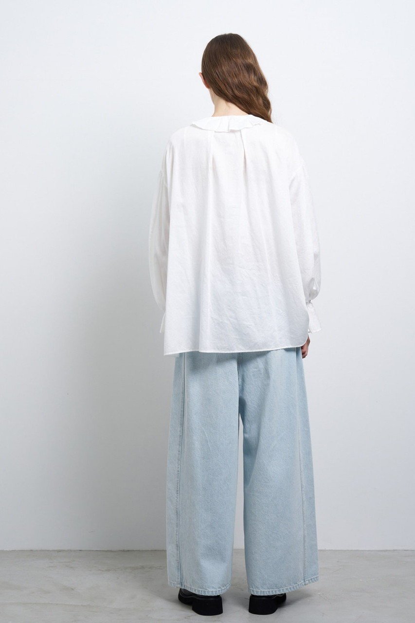 【ランバン オン ブルー/LANVIN en Bleu】のコットンサテンフロントリボンブラウス 人気、トレンドファッション・服の通販 founy(ファニー) 　ファッション　Fashion　レディースファッション　Fashion for Women　トップス・カットソー　Cut & Sew Tops　シャツ・ブラウス・オフィスカジュアル　Elegant Blouses & Button-Ups　ギャザー　Gathered, Ruffled　サテン　Satin, Glossy Fabric　スリーブ　Sleeve, Long Sleeve / Short Sleeve　ファブリック　Fabric, Textile　フェミニン　Feminine, Girly　フリル　Frill, Ruffle　リボン　Ribbon, Bow　ロング　Long, Long-Length　other-8|ID: prp329100004341914 ipo3291000000032857824