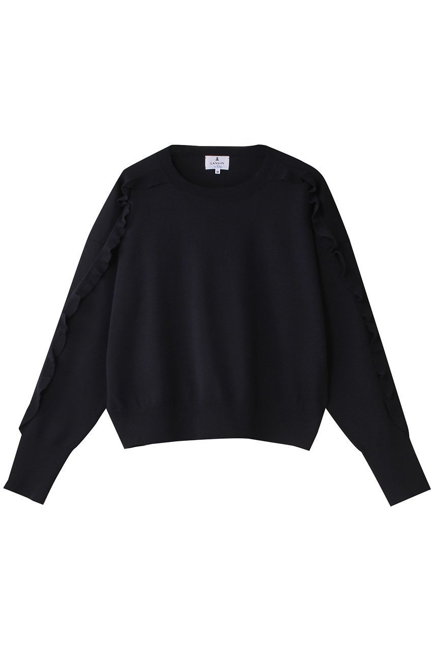 【ランバン オン ブルー/LANVIN en Bleu】のフリルトリムニット インテリア・キッズ・メンズ・レディースファッション・服の通販 founy(ファニー) 　ファッション　Fashion　レディースファッション　Fashion for Women　トップス・カットソー　Cut & Sew Tops　ニット　Knit Tops & Sweaters　カジュアルプルオーバー・ニットトップス　Pullovers & Knit Tops / Casual Pullovers　コンパクト　Compact, Small Size　ショート　Short, Short Length　シンプル　Simple, Minimal　トレンド　Trend, Trending Now　フリル　Frill, Ruffle　ボトム　Bottoms, Lower Wear　ネイビー|ID: prp329100004341915 ipo3291000000032956851