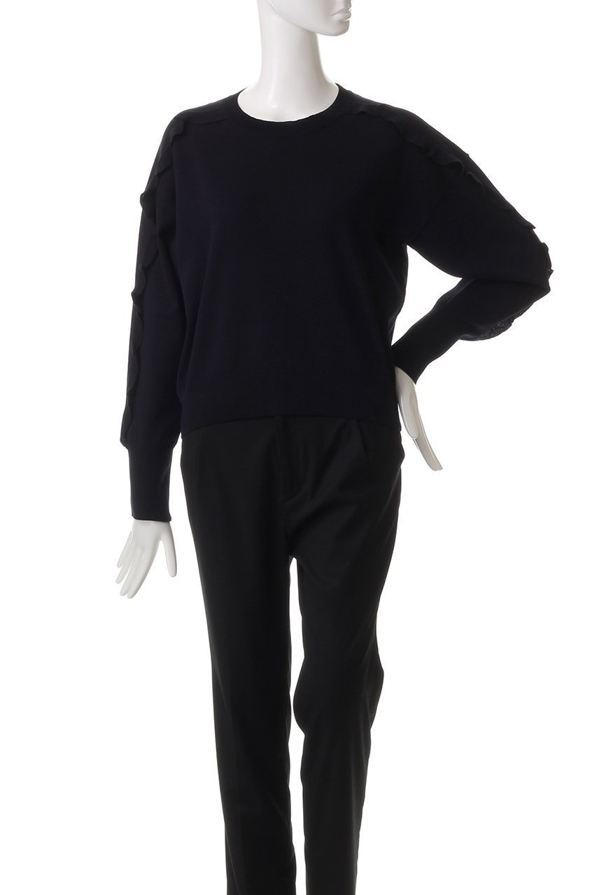 【ランバン オン ブルー/LANVIN en Bleu】のフリルトリムニット 人気、トレンドファッション・服の通販 founy(ファニー) 　ファッション　Fashion　レディースファッション　Fashion for Women　トップス・カットソー　Cut & Sew Tops　ニット　Knit Tops & Sweaters　カジュアルプルオーバー・ニットトップス　Pullovers & Knit Tops / Casual Pullovers　コンパクト　Compact, Small Size　ショート　Short, Short Length　シンプル　Simple, Minimal　トレンド　Trend, Trending Now　フリル　Frill, Ruffle　ボトム　Bottoms, Lower Wear　other-2|ID: prp329100004341915 ipo3291000000032956858