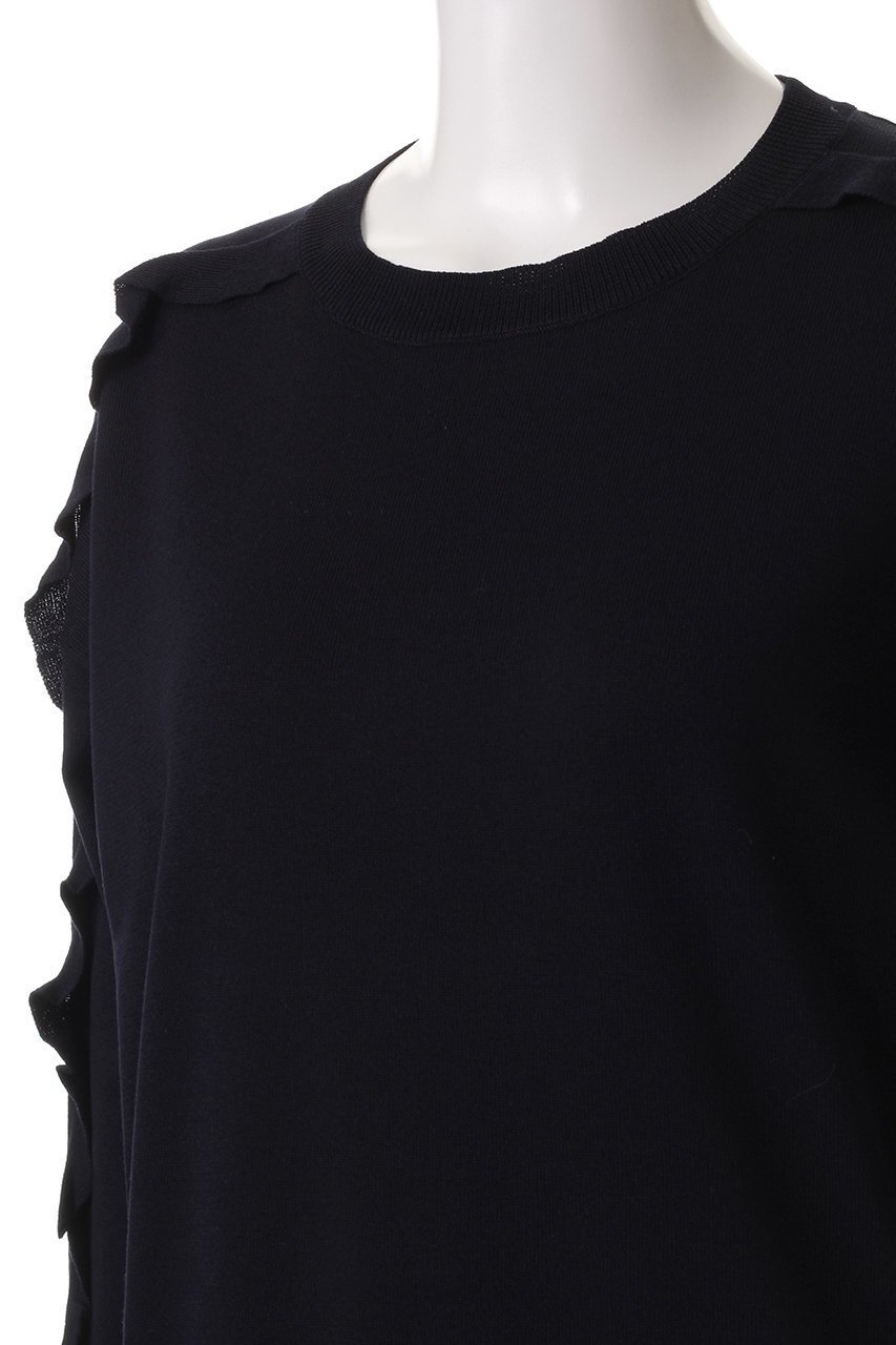 【ランバン オン ブルー/LANVIN en Bleu】のフリルトリムニット 人気、トレンドファッション・服の通販 founy(ファニー) 　ファッション　Fashion　レディースファッション　Fashion for Women　トップス・カットソー　Cut & Sew Tops　ニット　Knit Tops & Sweaters　カジュアルプルオーバー・ニットトップス　Pullovers & Knit Tops / Casual Pullovers　コンパクト　Compact, Small Size　ショート　Short, Short Length　シンプル　Simple, Minimal　トレンド　Trend, Trending Now　フリル　Frill, Ruffle　ボトム　Bottoms, Lower Wear　other-5|ID: prp329100004341915 ipo3291000000032956869