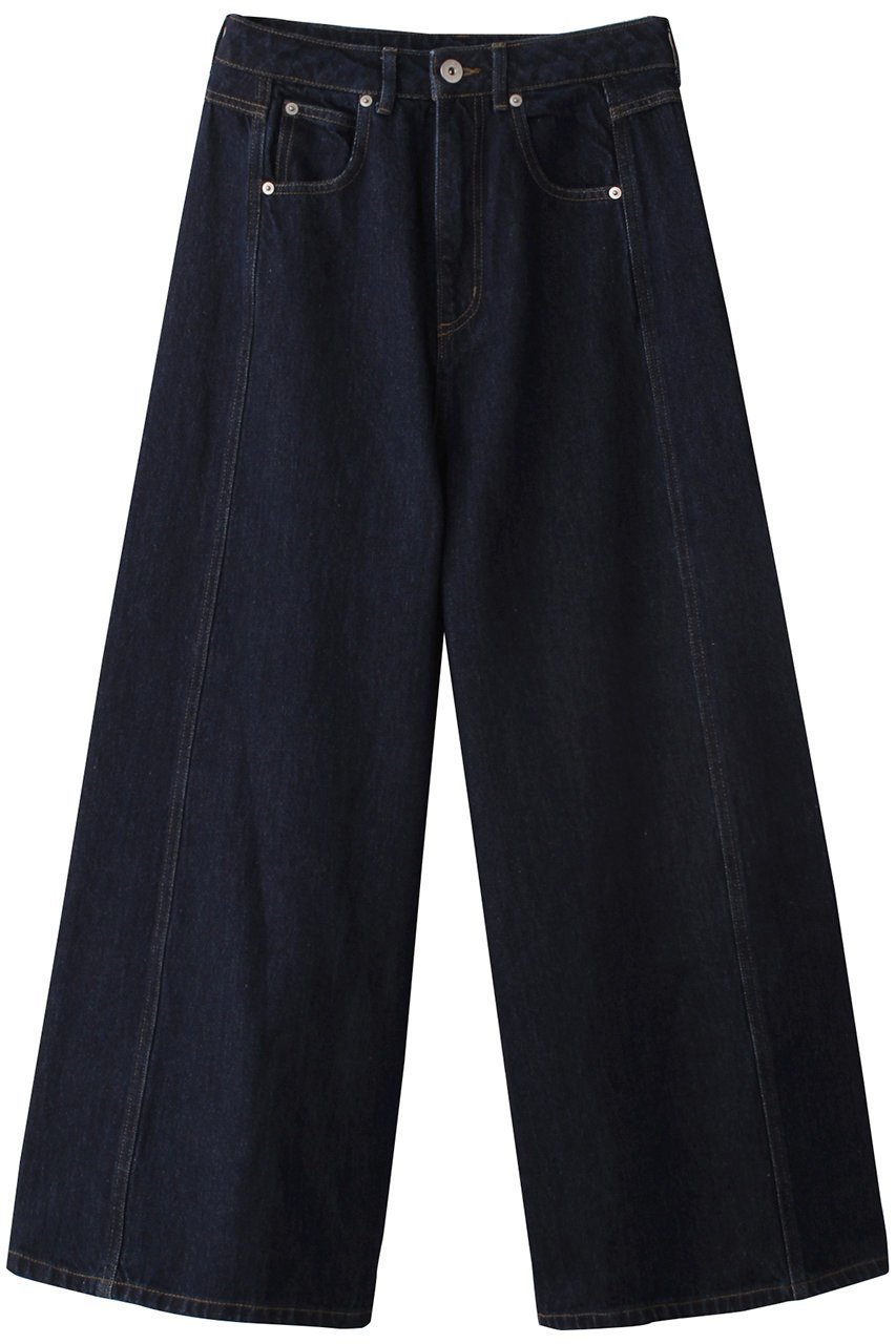 【ランバン オン ブルー/LANVIN en Bleu】のボリュームワイドデニムパンツ インテリア・キッズ・メンズ・レディースファッション・服の通販 founy(ファニー) 　ファッション　Fashion　レディースファッション　Fashion for Women　パンツ　Pants & Trousers　デニムパンツ・ジーンズ・美脚デニム　Denim Jeans & Pants　おすすめ　Recommended / Our Picks　コンパクト　Compact, Small Size　デニム　Denim, Jeans Material　トレンド　Trend, Trending Now　フロント　Front, Front Design　リブニット　Rib Knit, Ribbed Knit　ワイド　Wide, Wide Fit　ネイビー|ID: prp329100004341916 ipo3291000000032939616
