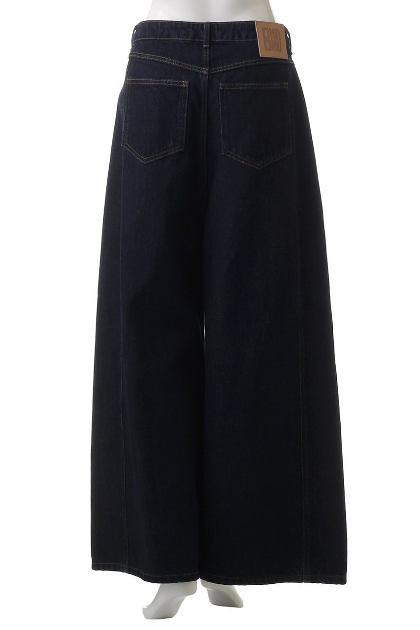 【ランバン オン ブルー/LANVIN en Bleu】のボリュームワイドデニムパンツ 人気、トレンドファッション・服の通販 founy(ファニー) 　ファッション　Fashion　レディースファッション　Fashion for Women　パンツ　Pants & Trousers　デニムパンツ・ジーンズ・美脚デニム　Denim Jeans & Pants　おすすめ　Recommended / Our Picks　コンパクト　Compact, Small Size　デニム　Denim, Jeans Material　トレンド　Trend, Trending Now　フロント　Front, Front Design　リブニット　Rib Knit, Ribbed Knit　ワイド　Wide, Wide Fit　other-4|ID: prp329100004341916 ipo3291000000032939640